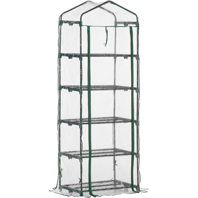 JHY DESIGN Invernadero Exterior De 5 Niveles Con Estantes, Puerta Con Cremallera Y Estructura De Acero, 69 X 49 X 193 Cm, Transparente. JHY DESIGN Invernadero Exterior De 5 Niveles Con Estantes, Puerta Con Cremallera Y Estructura De Acero, 69 X 49 X 193 Cm, Transparente.