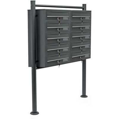 HELLOSHOP26 Bloque De 10 Buzones 2x5 Compartimentos Superpuestos Base Soporte Acero Galvanizado Antracita 160000023 HELLOSHOP26 Bloque De 10 Buzones 2x5 Compartimentos Superpuestos Base Soporte Acero Galvanizado Antracita 160000023