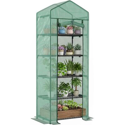 JHY DESIGN Invernadero De 5 Niveles Con Puerta Con Cremallera, De Acero Y Pe, 69 X 49 X 193 Cm, Verde. JHY DESIGN Invernadero De 5 Niveles Con Puerta Con Cremallera, De Acero Y Pe, 69 X 49 X 193 Cm, Verde.