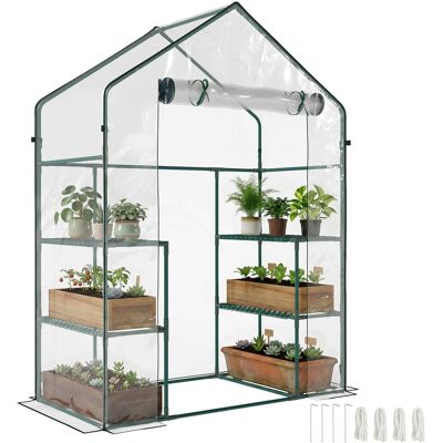 OEM Invernadero De Jardín Con 4 Estantes 1 Puerta Con Cremallera Para Cultivo De Plantas Flores 142x73x195 Cm Verde OEM Invernadero De Jardín Con 4 Estantes 1 Puerta Con Cremallera Para Cultivo De Plantas Flores 142x73x195 Cm Verde