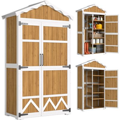 Outsunny Caseta De Jardín De Madera 105x55x179 Cm Impermeable Armario Exterior Herramientas Con 4 Estantes Extraíbles Techo Metal Galvanizado Natural Outsunny Caseta De Jardín De Madera 105x55x179 Cm Impermeable Armario Exterior Herramientas Con 4 Estantes Extraíbles Techo Metal Galvanizado Natural