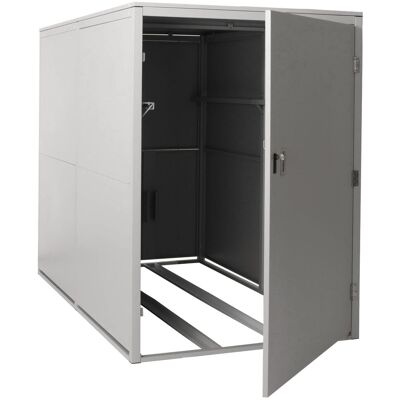 DÉCOSHOP26 Araje Metálico Para Bicicletas Con Doble Cerradura Y Raíles 160 X 113 X 209 Cm Hierro Gris Claro 04000696 DÉCOSHOP26 Araje Metálico Para Bicicletas Con Doble Cerradura Y Raíles 160 X 113 X 209 Cm Hierro Gris Claro 04000696