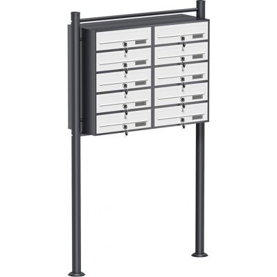 Wiltec - Sistema De 10 Buzones Blanco Y Antracita Acero Galvanizado Resistente A La Intemperie Con Cerraduras Y Llaves Instalación Independiente Espacio Amplio Para Cartas Y Paquetes Pequeños Wiltec - Sistema De 10 Buzones Blanco Y Antracita Acero Galvanizado Resistente A La Intemperie Con Cerraduras Y Llaves Instalación Independiente Espacio Amplio Para Cartas Y Paquetes Pequeños