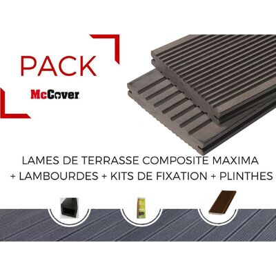 MCCOVER Pack 1 M² Tarima Composite Maxima Con Accesorios (3 Colores) 3600 Mm - Marrón Rojizo, 22mm Grosor, 14cm Ancho, 360cm Largo MCCOVER Pack 1 M² Tarima Composite Maxima Con Accesorios (3 Colores) 3600 Mm - Marrón Rojizo, 22mm Grosor, 14cm Ancho, 360cm Largo