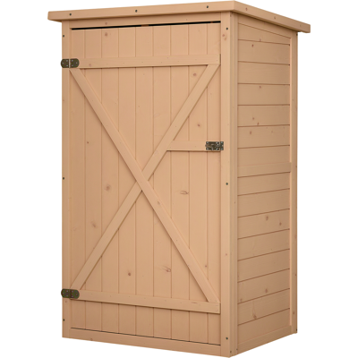 JHY DESIGN Caseta De Jardín/cobertizo Para Herramientas, Madera De Abeto Preaceitada, Techo Inclinado De Betún - Puerta Grande JHY DESIGN Caseta De Jardín/cobertizo Para Herramientas, Madera De Abeto Preaceitada, Techo Inclinado De Betún - Puerta Grande