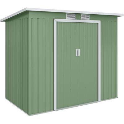 JHY DESIGN Caseta De Jardín Con Ventanas De Ventilación, Puertas Correderas, Acero Galvanizado, 213 X 130 X 159 Cm, Verde JHY DESIGN Caseta De Jardín Con Ventanas De Ventilación, Puertas Correderas, Acero Galvanizado, 213 X 130 X 159 Cm, Verde