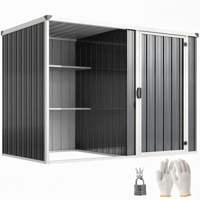 JHY DESIGN Caseta De Jardín De Acero Galvanizado, Puerta Con Cerradura, 231 X 125 X 162 Cm, Gris. JHY DESIGN Caseta De Jardín De Acero Galvanizado, Puerta Con Cerradura, 231 X 125 X 162 Cm, Gris.