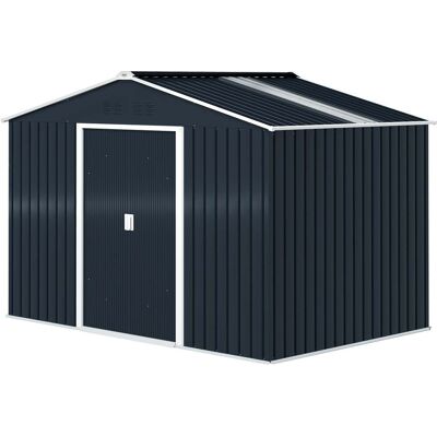 HELLOSHOP26 Cobertizo De Jardín Exterior 277 X 195 X 192 Cm Doble Puerta Corredera Ventilación Óptima Moderno De Acero Gris Oscuro 210004035 HELLOSHOP26 Cobertizo De Jardín Exterior 277 X 195 X 192 Cm Doble Puerta Corredera Ventilación Óptima Moderno De Acero Gris Oscuro 210004035