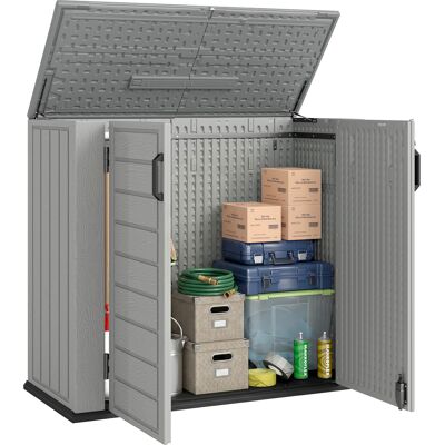 Outsunny Armario De Exterior De Hdpe, 940l, Caseta De Jardín Exterior Con Tapa Abatible, 2 Puertas, Cerradura, Cobertizo De Jardín, 142x67x119cm, Gris Outsunny Armario De Exterior De Hdpe, 940l, Caseta De Jardín Exterior Con Tapa Abatible, 2 Puertas, Cerradura, Cobertizo De Jardín, 142x67x119cm, Gris
