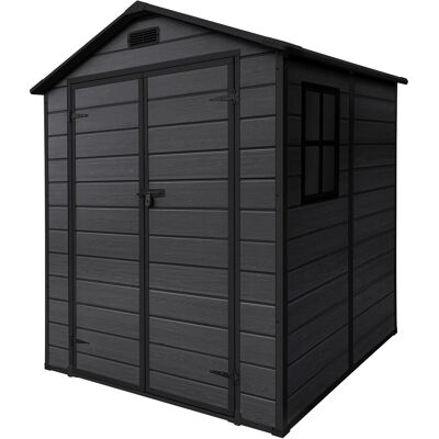 Ecd Germany Caseta De Jardín Con Suelo, 5m³ 151x182x220 Cm, Gris Oscuro, Cobertizo Exterior De Plástico Para Almacenamiento De Herramientas, Con Tejado En Dos Aguas, Puerta Y Ventana De Ventilación Ecd Germany Caseta De Jardín Con Suelo, 5m³ 151x182x220 Cm, Gris Oscuro, Cobertizo Exterior De Plástico Para Almacenamiento De Herramientas, Con Tejado En Dos Aguas, Puerta Y Ventana De Ventilación