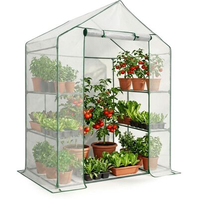 AKORD Mini Invernadero De Jardín Tipo Caseta Con Estructura Metálica Y Cubierta De Pe Con Estantes, 1 Puerta Blanco 143x73x195 Cm AKORD Mini Invernadero De Jardín Tipo Caseta Con Estructura Metálica Y Cubierta De Pe Con Estantes, 1 Puerta Blanco 143x73x195 Cm