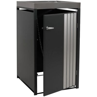 DÉCOSHOP26 Obertizo Para Contenedor De Basura Exterior Con Jardinera Para 1 Cubo De 80 A 240 L Caseta De Basura De Acero Antracita Con Jardinera De Acero Inoxidable 68 X 84 X 125 Cm 04000933 DÉCOSHOP26 Obertizo Para Contenedor De Basura Exterior Con Jardinera Para 1 Cubo De 80 A 240 L Caseta De Basura De Acero Antracita Con Jardinera De Acero Inoxidable 68 X 84 X 125 Cm 04000933