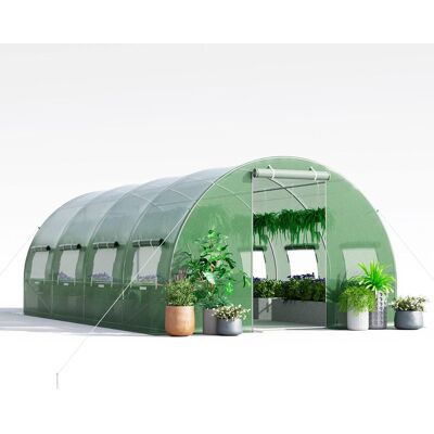 Costway - Invernadero Túnel Exterior, 600 X 300 X 200 Cm Con 10 Ventanas Enrollables, 2 Puertas Con Cremallera, Estructura De Acero Galvanizado, Carpa De Jardín Resistente Al Viento Costway - Invernadero Túnel Exterior, 600 X 300 X 200 Cm Con 10 Ventanas Enrollables, 2 Puertas Con Cremallera, Estructura De Acero Galvanizado, Carpa De Jardín Resistente Al Viento