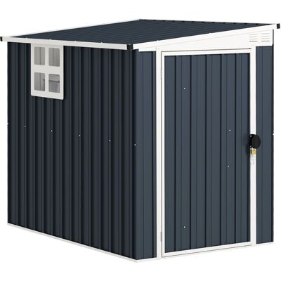 JHY DESIGN Caseta De Jardín, Cobertizo Para Herramientas De Jardín, Ventanas, Ventilación, Con Cerradura, Acero, Gris Oscuro JHY DESIGN Caseta De Jardín, Cobertizo Para Herramientas De Jardín, Ventanas, Ventilación, Con Cerradura, Acero, Gris Oscuro