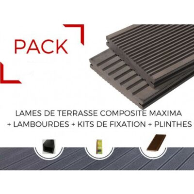 MCCOVER Pack 4 M² Tarima Exterior Composite Maxima + Accesorios (3 Colores) 3600mm - Gris Antracita, 22mm Grosor, 14cm Ancho, 360cm Largo MCCOVER Pack 4 M² Tarima Exterior Composite Maxima + Accesorios (3 Colores) 3600mm - Gris Antracita, 22mm Grosor, 14cm Ancho, 360cm Largo