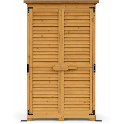Wiltec Caseta De Jardín Con Puerta De Lamas (870 X 465 X 1600 Mm), Armario De Madera De Abeto Con 3 Compartimentos Y Tejado Bituminoso Wiltec Caseta De Jardín Con Puerta De Lamas (870 X 465 X 1600 Mm), Armario De Madera De Abeto Con 3 Compartimentos Y Tejado Bituminoso