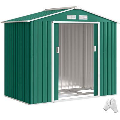 HELLOSHOP26 Caseta De Jardín Cobertizo Para Herramientas 213 X 130 X 185 Cm Puertas Con Cerradura Kit De Cimientos Acero Industrial Verde 210004027 HELLOSHOP26 Caseta De Jardín Cobertizo Para Herramientas 213 X 130 X 185 Cm Puertas Con Cerradura Kit De Cimientos Acero Industrial Verde 210004027