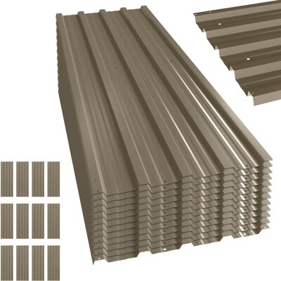 Outsunny 12x Paneles Para Tejado De Acero Galvanizado, 7m², Para Caseta De Herramientas, Cobertizo, Garaje, Exterior, 129x45cm, Marrón Outsunny 12x Paneles Para Tejado De Acero Galvanizado, 7m², Para Caseta De Herramientas, Cobertizo, Garaje, Exterior, 129x45cm, Marrón