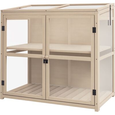 JHY DESIGN Macetero Elevado Tipo Invernadero, Resistente A La Intemperie, 2 Niveles, Madera De Abeto, 103 X 61 X 103 Cm, Natural JHY DESIGN Macetero Elevado Tipo Invernadero, Resistente A La Intemperie, 2 Niveles, Madera De Abeto, 103 X 61 X 103 Cm, Natural