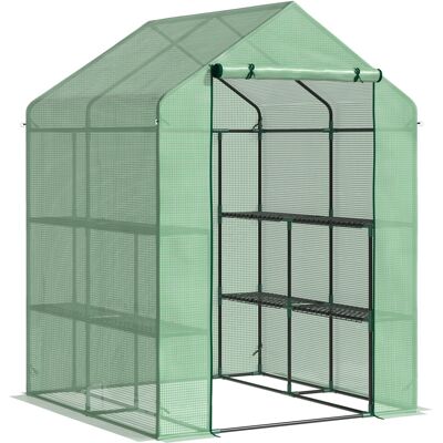OEM Invernadero De Jardín Tipo Caseta Invernadero De Exterior Con 2 Niveles 4 Estantes Puerta Enrollable Marco De Acero Y Cubierta De Pe 140g/㎡ Para Cultivos Plantas Macetas 143x138x190 Cm Verde OEM Invernadero De Jardín Tipo Caseta Invernadero De Exterior Con 2 Niveles 4 Estantes Puerta Enrollable Marco De Acero Y Cubierta De Pe 140g/㎡ Para Cultivos Plantas Macetas 143x138x190 Cm Verde
