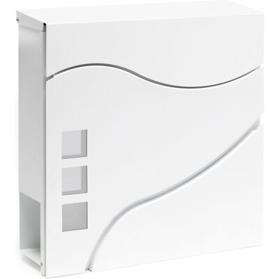 Wiltec - Buzón De Diseño V28 Blanco 370 X 105 X 370 Mm, De Pared Con Cerradura Y Hueco Para El Periódico, De Acero Con Recubrimiento En Polvo Wiltec - Buzón De Diseño V28 Blanco 370 X 105 X 370 Mm, De Pared Con Cerradura Y Hueco Para El Periódico, De Acero Con Recubrimiento En Polvo