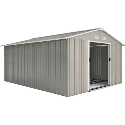 JHY DESIGN Caseta De Jardín Impermeable Para Herramientas, Con Ventanas De Ventilación, Puertas Correderas, Fabricada En Acero, Color Gris Claro. JHY DESIGN Caseta De Jardín Impermeable Para Herramientas, Con Ventanas De Ventilación, Puertas Correderas, Fabricada En Acero, Color Gris Claro.