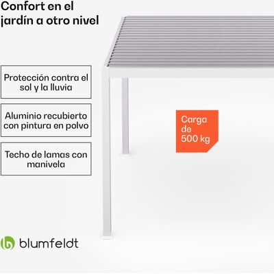 Blumfeldt El Cenador Luminahaven Con Techo De Acero De Lamas Galvanizadas De 3x3 M Protege Del Sol, La Lluvia Y El Viento Blumfeldt El Cenador Luminahaven Con Techo De Acero De Lamas Galvanizadas De 3x3 M Protege Del Sol, La Lluvia Y El Viento