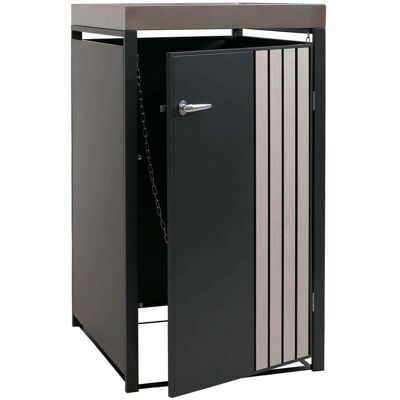 DÉCOSHOP26 Ubos De Basura Para 1 Contenedor Con Jardinera Cobertizo Para Cubo De Basura De Metal 125x68x84 Cm Antracita Aspecto Madera Clara 04000933 DÉCOSHOP26 Ubos De Basura Para 1 Contenedor Con Jardinera Cobertizo Para Cubo De Basura De Metal 125x68x84 Cm Antracita Aspecto Madera Clara 04000933