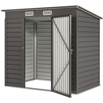 HELLOSHOP26 Caseta De Jardín Para Herramientas 191 X 130 X 166,5 Cm Puerta Con Cerradura Ventilación Antihumedad Moderna De Acero Gris 210005466 HELLOSHOP26 Caseta De Jardín Para Herramientas 191 X 130 X 166,5 Cm Puerta Con Cerradura Ventilación Antihumedad Moderna De Acero Gris 210005466