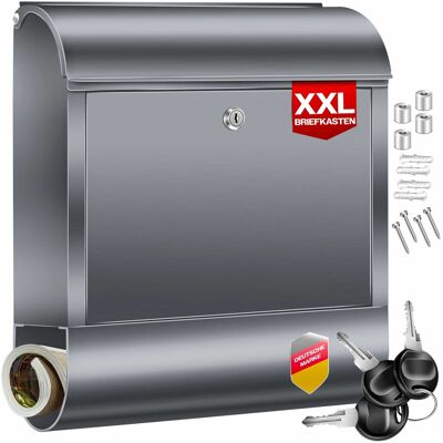 Kesser® Buzón Xxl Inox, Porta Periódicos, 3 Llaves - Antracita Kesser® Buzón Xxl Inox, Porta Periódicos, 3 Llaves - Antracita