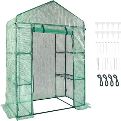 Vevor Invernadero de Jardín 141x74,5x205 cm Cubierta de PE Impermeable con 4 Estantes, Puerta y Ventanas - Invernadero Vevor Invernadero de Jardín 141x74,5x205 cm Cubierta de PE Impermeable con 4 Estantes, Puerta y Ventanas - Invernadero
