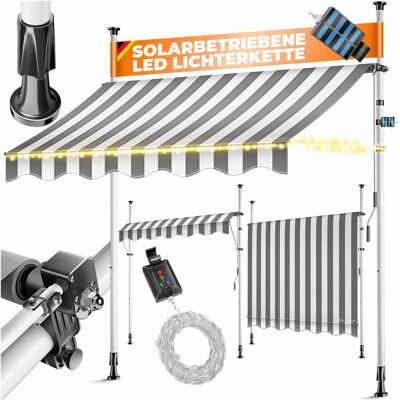 Kesser® Toldo De Sujeción, Manivela Y Led - 350 Cm, Blanco / Gris Kesser® Toldo De Sujeción, Manivela Y Led - 350 Cm, Blanco / Gris