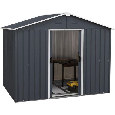 Caseta Jardin Exterior, 174 X 236 X 190 Cm, Cobertizo Metálico De Almacenamiento Con Cerradura Y 2 Puerta, Ventana De Aire, Diseño De Rampa, Casita Organizador Para Jardín (4㎡) - Costway Caseta Jardin Exterior, 174 X 236 X 190 Cm, Cobertizo Metálico De Almacenamiento Con Cerradura Y 2 Puerta, Ventana De Aire, Diseño De Rampa, Casita Organizador Para Jardín (4㎡) - Costway