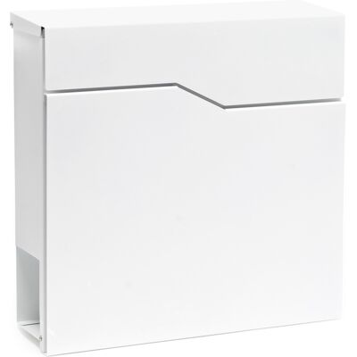 Wiltec - Buzón De Diseño V19 Blanco 370 X 105 X 370 Mm, De Pared Con Cerradura Y Hueco Para El Periódico, De Acero Con Recubrimiento En Polvo Wiltec - Buzón De Diseño V19 Blanco 370 X 105 X 370 Mm, De Pared Con Cerradura Y Hueco Para El Periódico, De Acero Con Recubrimiento En Polvo