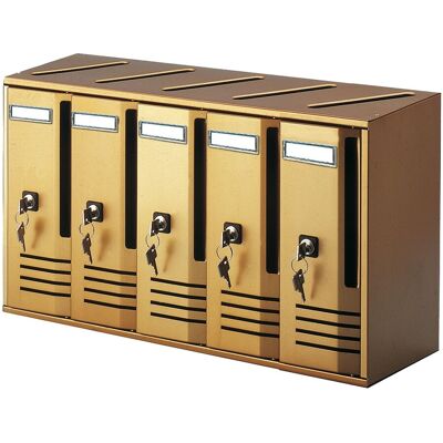 Buzones Verticales W52xd17.5xh30 Cm 5 Plazas Alubox Cube Bronce Buzones Verticales W52xd17.5xh30 Cm 5 Plazas Alubox Cube Bronce