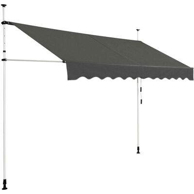 Toldo Protección Solar Toldo De Balcón Regulable En Altura 200-300 Centímetros Toldo Con Manivela Para Jardín (gris, 300cm) - Costway Toldo Protección Solar Toldo De Balcón Regulable En Altura 200-300 Centímetros Toldo Con Manivela Para Jardín (gris, 300cm) - Costway