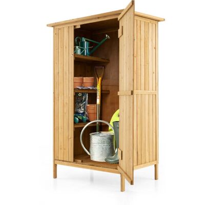 HELLOSHOP26 Armario De Exterior De 91 X 66 X 150 Cm Con Puerta Con Cerradura Y 5 Ganchos Estilo Natural Fabricado En Madera De Abeto 200010246 HELLOSHOP26 Armario De Exterior De 91 X 66 X 150 Cm Con Puerta Con Cerradura Y 5 Ganchos Estilo Natural Fabricado En Madera De Abeto 200010246
