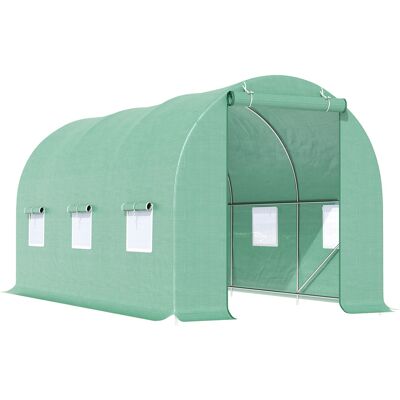 OEM Invernadero De Túnel 445x200x200 Cm Invernadero De Jardín Con 6 Ventanas Y Cubierta De Polietileno Pe 140 G/m² Verde OEM Invernadero De Túnel 445x200x200 Cm Invernadero De Jardín Con 6 Ventanas Y Cubierta De Polietileno Pe 140 G/m² Verde