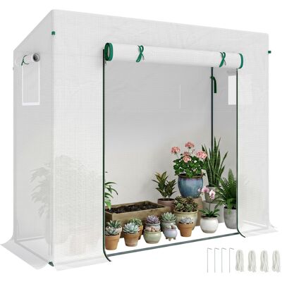 JHY DESIGN Invernadero Exterior Con Ventanas Y Estructura De Acero, Ideal Para El Cultivo De Tomates Y Flores, 200 X 76 X 168 Cm, Blanco. JHY DESIGN Invernadero Exterior Con Ventanas Y Estructura De Acero, Ideal Para El Cultivo De Tomates Y Flores, 200 X 76 X 168 Cm, Blanco.
