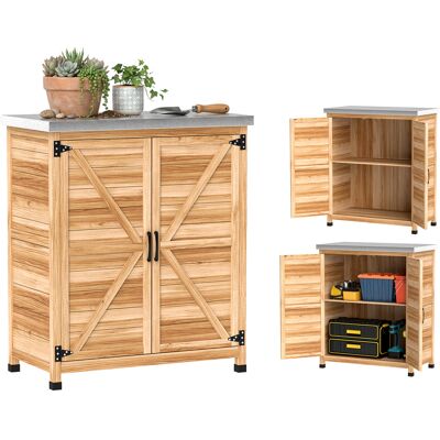Outsunny Armario De Exterior De Madera, Caseta De Jardín Exterior Con Techo De Acero Galvanizado, Estante, 2 Puertas Para Almacenamiento Herramientas Outsunny Armario De Exterior De Madera, Caseta De Jardín Exterior Con Techo De Acero Galvanizado, Estante, 2 Puertas Para Almacenamiento Herramientas