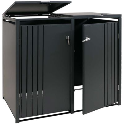 DÉCOSHOP26 Ubos De Basura Para 2 Contenedores Con Tapa Cobertizo Para Contenedores De Basura De Metal Con Apertura Superior 122x132x84 Cm Antracita 04000935 DÉCOSHOP26 Ubos De Basura Para 2 Contenedores Con Tapa Cobertizo Para Contenedores De Basura De Metal Con Apertura Superior 122x132x84 Cm Antracita 04000935