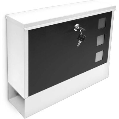 HELLOSHOP26 Buzón De Pared Moderno Con Compartimento Para Periódicos 30 X 36 X 10 Cm De Metal Negro 130005700 HELLOSHOP26 Buzón De Pared Moderno Con Compartimento Para Periódicos 30 X 36 X 10 Cm De Metal Negro 130005700
