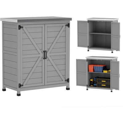 Outsunny Armario De Exterior De Madera, Caseta De Jardín Exterior Con Techo De Acero Galvanizado, Estante, 2 Puertas Para Almacenamiento Herramientas Outsunny Armario De Exterior De Madera, Caseta De Jardín Exterior Con Techo De Acero Galvanizado, Estante, 2 Puertas Para Almacenamiento Herramientas