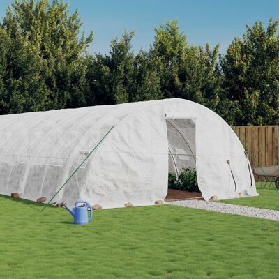 HELLOSHOP26 Invernadero Carpa Cobertor Para Plantas Flores Verduras Con Estructura De Acero 120 M² 24 X 5 X 2,3 M Blanco 020044543 HELLOSHOP26 Invernadero Carpa Cobertor Para Plantas Flores Verduras Con Estructura De Acero 120 M² 24 X 5 X 2,3 M Blanco 020044543