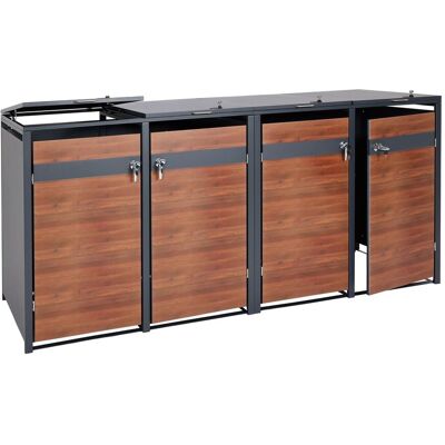 DÉCOSHOP26 Efugio Extensible Para 4 Contenedores De Exterior Metal Antracita Con Efecto Madera De Cerezo Oscuro 04000699 DÉCOSHOP26 Efugio Extensible Para 4 Contenedores De Exterior Metal Antracita Con Efecto Madera De Cerezo Oscuro 04000699