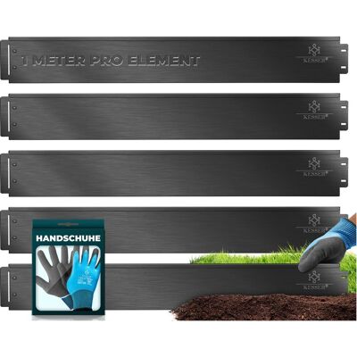 Kesser® Borde De Césped Metal - Negro, Longitud 25m - Altura 14cm Kesser® Borde De Césped Metal - Negro, Longitud 25m - Altura 14cm