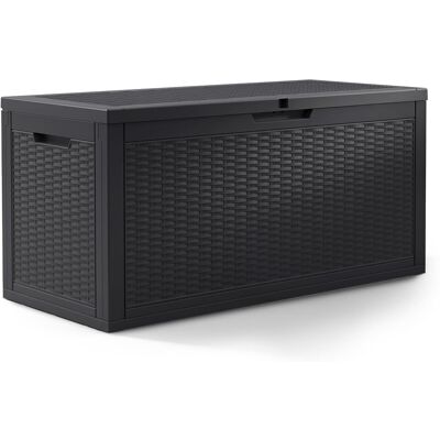 AKORD Arcón De Jardín Impermeable 340l Contenedor Exterior Balcón Terraza Plástico Polipropileno Negro AKORD Arcón De Jardín Impermeable 340l Contenedor Exterior Balcón Terraza Plástico Polipropileno Negro