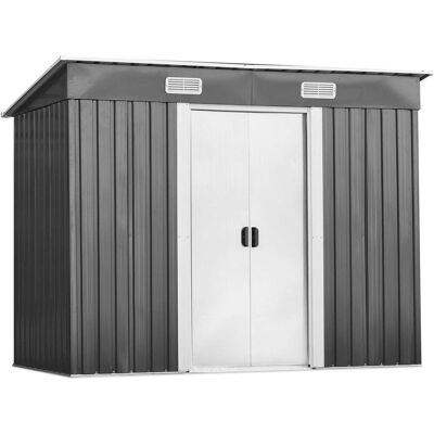 Cobertizo De Metal De Jardín Exterior Con 2 Puertas 238 X 131 X 181 Centímetros Caja De Almacenamiento Caseta De Herramienta - Costway Cobertizo De Metal De Jardín Exterior Con 2 Puertas 238 X 131 X 181 Centímetros Caja De Almacenamiento Caseta De Herramienta - Costway