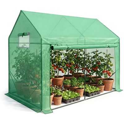 AKORD Invernadero De Jardín Tipo Caseta Con Estructura De Metal Y Cubierta De Pe 1 Puerta 2 Ventanas Verde 200x140x200 Cm AKORD Invernadero De Jardín Tipo Caseta Con Estructura De Metal Y Cubierta De Pe 1 Puerta 2 Ventanas Verde 200x140x200 Cm
