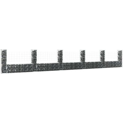 Vidaxl - Cesta De Gaviones Forma De U 6 Postes De Hierro 620x20x100 Cm Vidaxl - Cesta De Gaviones Forma De U 6 Postes De Hierro 620x20x100 Cm